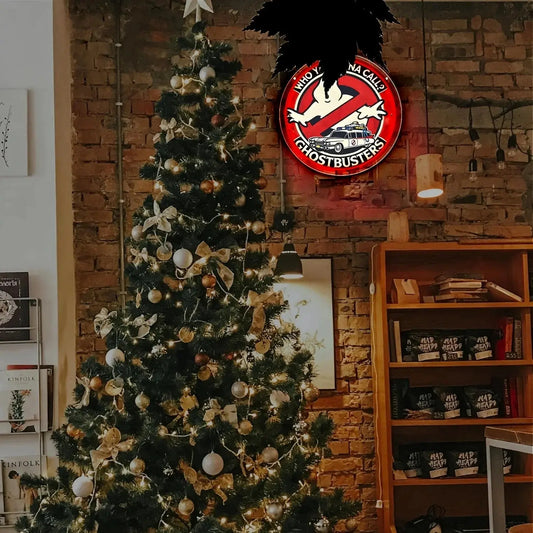 Ghostbusters LED neon sign - USB powered, red with the iconic "Who are you calling?" design, perfect for game rooms, bars, Halloween and Christmas decorations, wall-mounted holiday gifts FYLZGO Signs