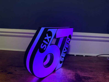 6, 7 "Six and Seven" Meme LED Sign: Wall Decor, Mancave Accessory