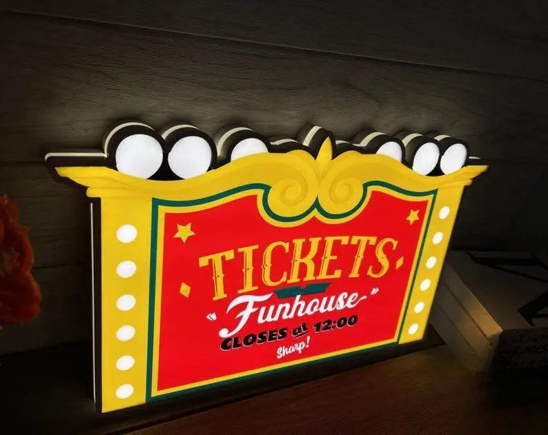 Funhouse Pinball Topper, 20 Inch LED Lightbox Pinball Topper, Functional Dimmer, 5V, USB Compatible FYLZGO Signs