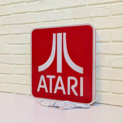 ATARI Sign for Gaming Room Decor, USB Powered Extra Long Cable, Full Dimming Control, Include Both Adhesive & Non Adhesive Wall Mount Kit FYLZGO Signs