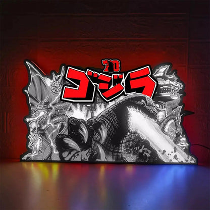 Godzilla 70th Anniversary Pinball Topper 3D Printed LED Lightbox, Arcade Game Led Lightbox, Pinball Arcade Decor FYLZGO Signs