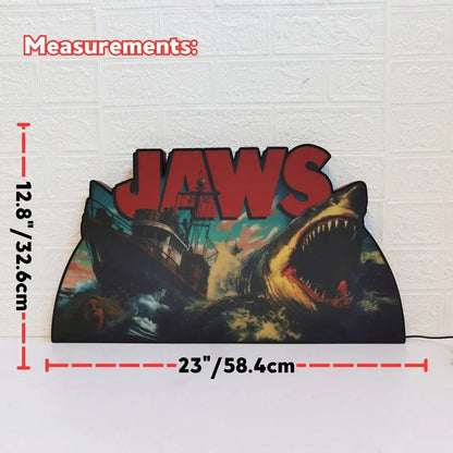 Jaws Pinball Topper, Designed for Stern Jaws Pinball 3D printed lightbox housing with RED Halo effects, LED, Dimmable, and USB powered FYLZGO Signs
