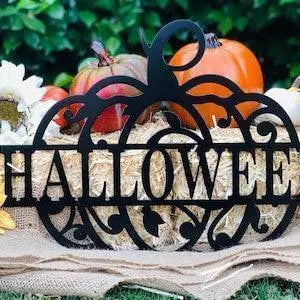 Halloween Pumpkin Metal Sign, Door Hanger, Halloween, Fall Decor, Custom Metal Art, Metal Signs, Home Decor, Gift Ideas, Holiday FYLZGO Signs