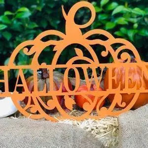 Halloween Pumpkin Metal Sign, Door Hanger, Halloween, Fall Decor, Custom Metal Art, Metal Signs, Home Decor, Gift Ideas, Holiday FYLZGO Signs