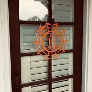 Spider web Custom Monogram Metal Sign, Halloween Door Hanger, Halloween Decor, Fall Decor, Fall Wreath, Halloween Sign, Metal Art FYLZGO Signs