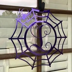 Spider web Custom Monogram Metal Sign, Halloween Door Hanger, Halloween Decor, Fall Decor, Fall Wreath, Halloween Sign, Metal Art FYLZGO Signs
