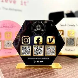 Mini qr code sign, QR Code Sign Social Media, QR Code Display Sign Acrylic, Custom QR Code Sign, Payment Method Sign, Custom Logo Sign FYLZGO Signs