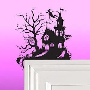 Halloween Themed Metal Door Frame Topper | Door Frame Corner Sign | Halloween Decor | Spooky House | Haunted Witch Spider Ghost FYLZGO Signs