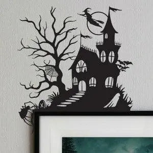 Halloween Themed Metal Door Frame Topper | Door Frame Corner Sign | Halloween Decor | Spooky House | Haunted Witch Spider Ghost FYLZGO Signs