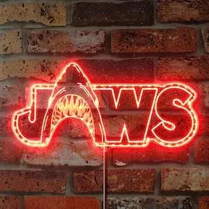 Jaws Chroma Shape Light Sign, Custom Home theater Wall Art Night Light, Neon Colors Transition Wall Plaque FYLZGO Signs