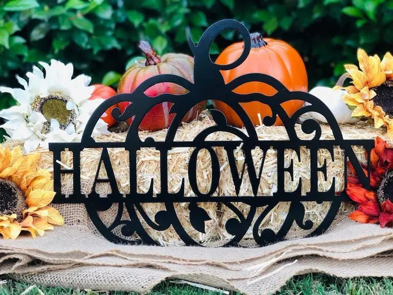 Halloween Pumpkin Metal Sign, Door Hanger, Halloween, Fall Decor, Custom Metal Art, Metal Signs, Home Decor, Gift Ideas, Holiday FYLZGO Signs