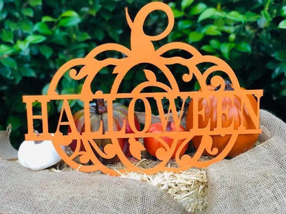 Halloween Pumpkin Metal Sign, Door Hanger, Halloween, Fall Decor, Custom Metal Art, Metal Signs, Home Decor, Gift Ideas, Holiday FYLZGO Signs