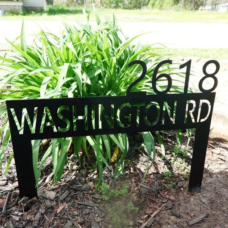 Lawn Address Monogram Metal Sign, Custom Address Sign, Address Sign, Outdoor patio FYLZGO Signs