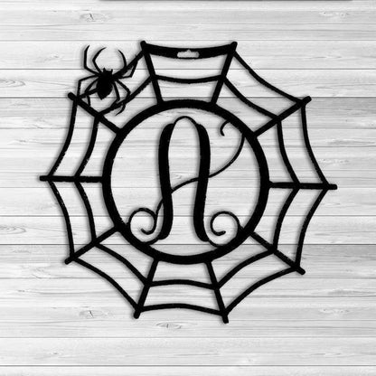 Spider web Custom Monogram Metal Sign, Halloween Door Hanger, Halloween Decor, Fall Decor, Fall Wreath, Halloween Sign, Metal Art FYLZGO Signs