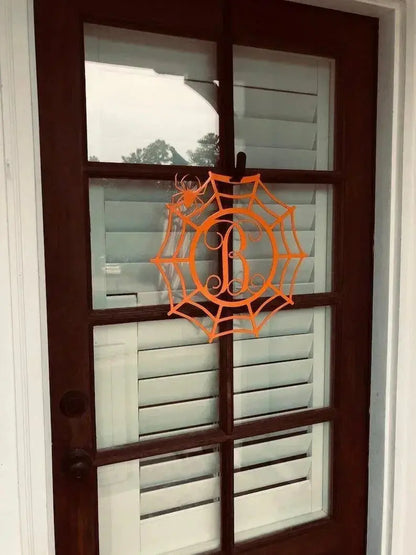 Spider web Custom Monogram Metal Sign, Halloween Door Hanger, Halloween Decor, Fall Decor, Fall Wreath, Halloween Sign, Metal Art FYLZGO Signs