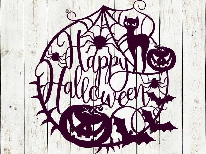 Happy Halloween Web Metal Sign Door Decor, Halloween Metal Sign, Scary, Halloween, Spider Web Sign, Halloween Decor, Halloween Door Hanger FYLZGO Signs