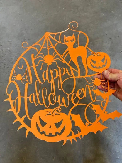Happy Halloween Web Metal Sign Door Decor, Halloween Metal Sign, Scary, Halloween, Spider Web Sign, Halloween Decor, Halloween Door Hanger FYLZGO Signs