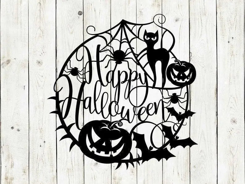 Happy Halloween Web Metal Sign Door Decor, Halloween Metal Sign, Scary, Halloween, Spider Web Sign, Halloween Decor, Halloween Door Hanger FYLZGO Signs