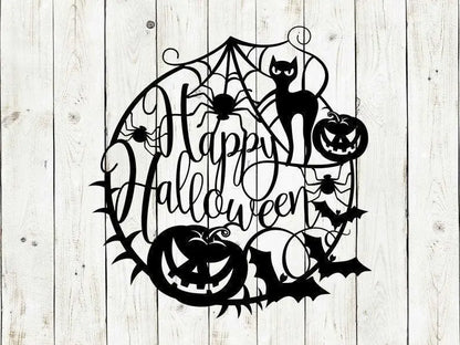 Happy Halloween Web Metal Sign Door Decor, Halloween Metal Sign, Scary, Halloween, Spider Web Sign, Halloween Decor, Halloween Door Hanger FYLZGO Signs