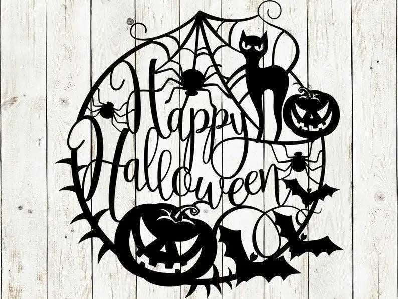Happy Halloween Web Metal Sign Door Decor, Halloween Metal Sign, Scary, Halloween, Spider Web Sign, Halloween Decor, Halloween Door Hanger FYLZGO Signs
