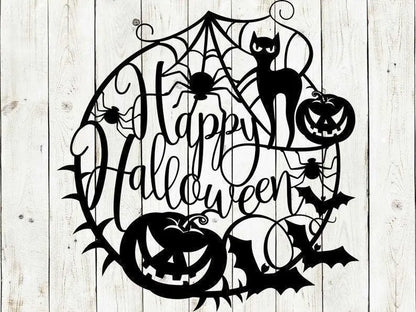 Happy Halloween Web Metal Sign Door Decor, Halloween Metal Sign, Scary, Halloween, Spider Web Sign, Halloween Decor, Halloween Door Hanger FYLZGO Signs