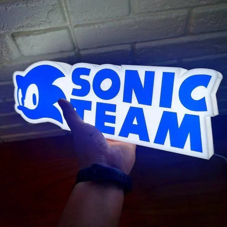 Sonic The Hedgehog Sonic Team Design Lightbox, Hedgehog Gifts, 3D Printed and Powered By USB with Dimming Function, Great For SEGA Fans FYLZGO Signs