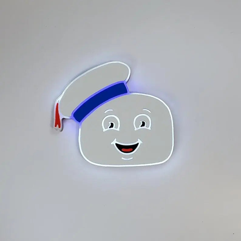 Marshmallow man Sign, Neon like, LED, Light, Marshmallow man Wall decor, Marshmallow man night light, edge Lit LED, fan art FYLZGO Signs