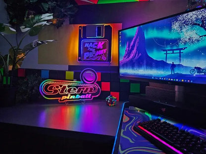 Pinball Logo Sign w/ Changeable Animation Light | Led - Neon Game Room Wall, Desk & Shelf Art FYLZGO Signs