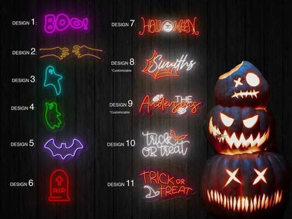 Spooky Neon Sign, Halloween Decor Lights, Scary Boo Neon Led Night Light, Ghost Pumpkin Porch Decoration, Custom Halloween Gift for Kids FYLZGO Signs