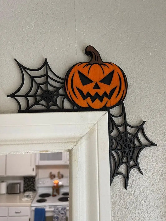 Halloween Door Corner Sign - Door Corner Decor - Halloween Decorating - Halloween Signs - Spider Web Decor - Halloween Color - Pumpkin FYLZGO Signs