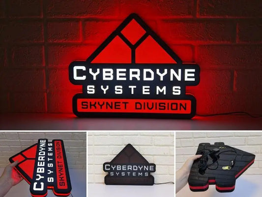 Cyberdyne Systems Terminator LED Sign, Great Nostalgic Decoration, Fully Dimmable & Powered by USB, Multiple Size Option Available FYLZGO Signs