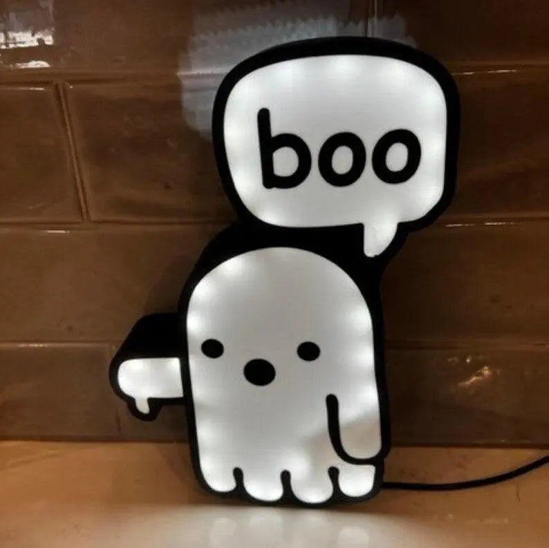 Boo Ghost Halloween Lightbox FYLZGO Signs