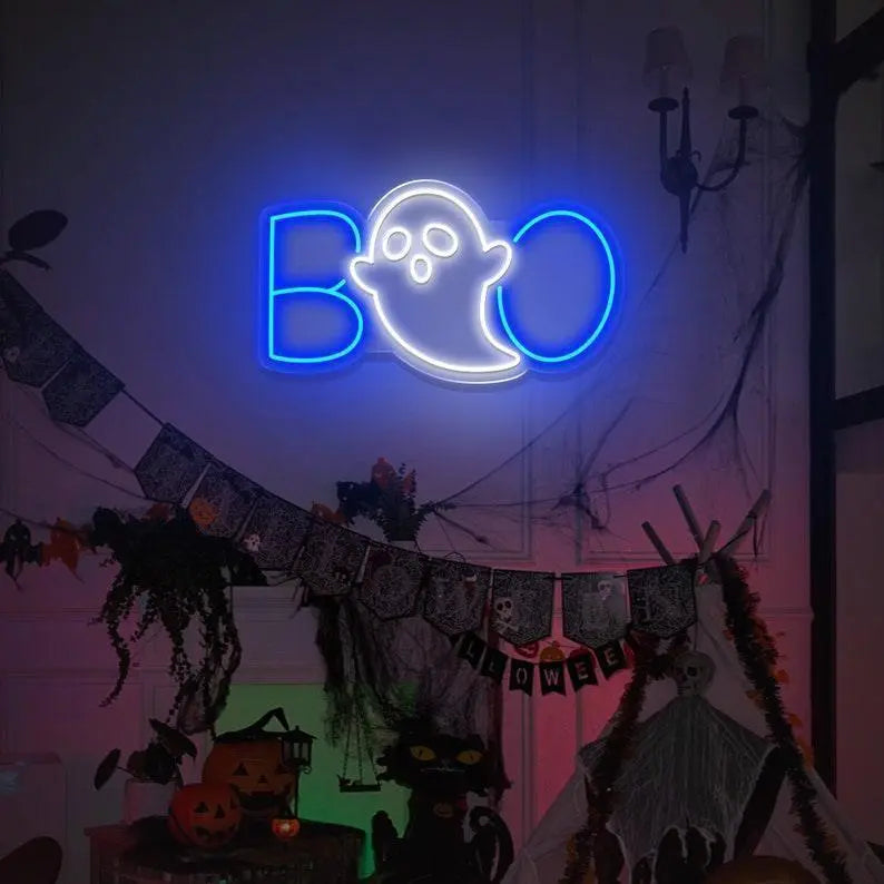 Ghost Boo Neon Sign/ Boo Led Sign/ Ghost Led Light/ Halloween Ghost Sign/ Halloween Party Led Sign/ Halloween Decor Bedroom FYLZGO Signs