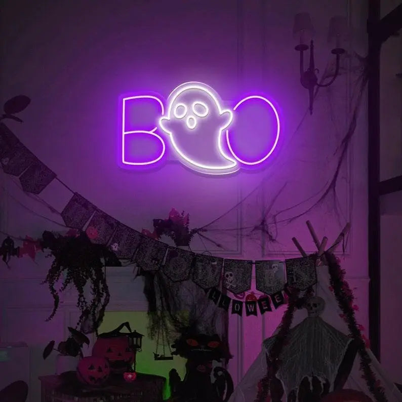 Ghost Boo Neon Sign/ Boo Led Sign/ Ghost Led Light/ Halloween Ghost Sign/ Halloween Party Led Sign/ Halloween Decor Bedroom FYLZGO Signs