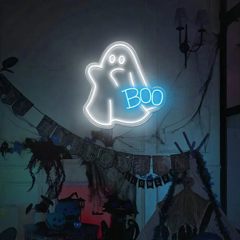Ghost Boo Neon Sign, Boo Led Sign, Ghost Led Light, Halloween Ghost Sign, Halloween Party Led Sign, Halloween Decor Bedroom, Gift For Kids FYLZGO Signs
