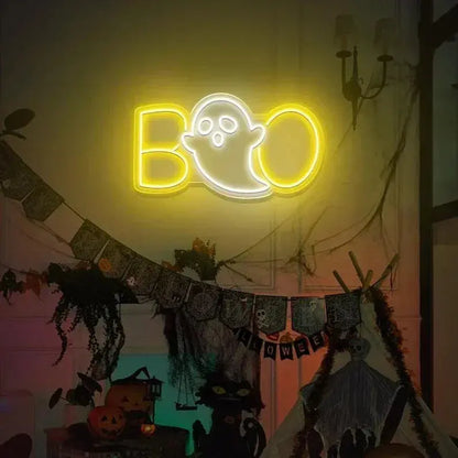 Ghost Boo Neon Sign/ Boo Led Sign/ Ghost Led Light/ Halloween Ghost Sign/ Halloween Party Led Sign/ Halloween Decor Bedroom FYLZGO Signs