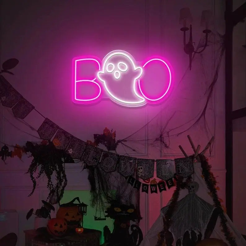 Ghost Boo Neon Sign/ Boo Led Sign/ Ghost Led Light/ Halloween Ghost Sign/ Halloween Party Led Sign/ Halloween Decor Bedroom FYLZGO Signs