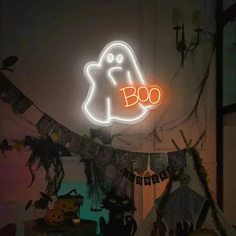 Ghost Boo Neon Sign, Boo Led Sign, Ghost Led Light, Halloween Ghost Sign, Halloween Party Led Sign, Halloween Decor Bedroom, Gift For Kids FYLZGO Signs