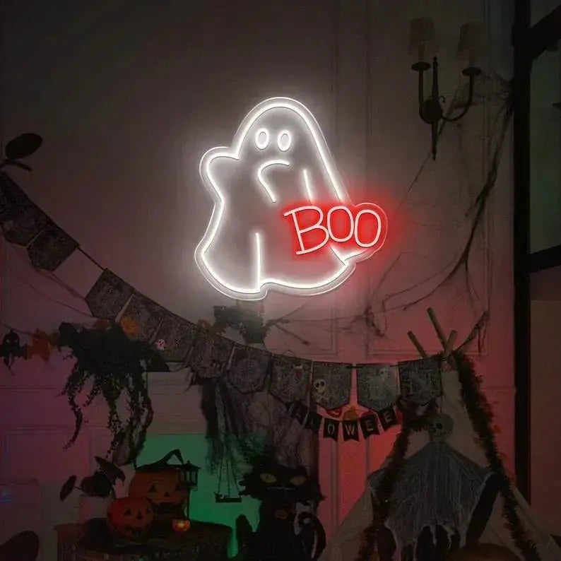 Ghost Boo Neon Sign, Boo Led Sign, Ghost Led Light, Halloween Ghost Sign, Halloween Party Led Sign, Halloween Decor Bedroom, Gift For Kids FYLZGO Signs