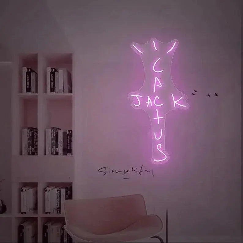 CACTUS JACK Neon Sign, Neon Light Sign for Pub Bar Wall Decoration, Rap Talking West coast Bedroom Wall Decor, Bar Hip-Hop Pub Party Decor FYLZGO Signs