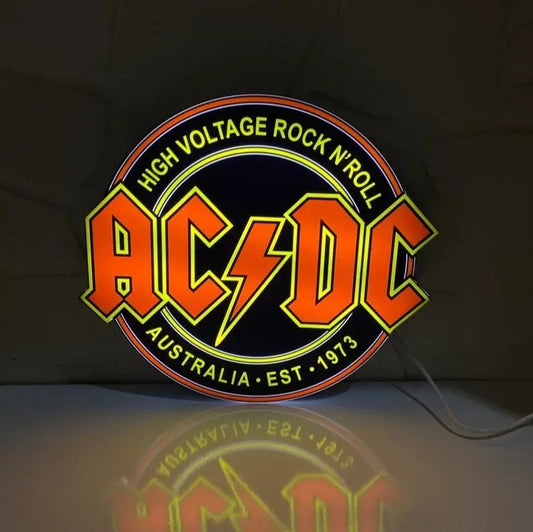 AC/DC High Voltage Rock N' Roll  3D Printed LED Lightbox Game Lightbox FYLZGO Signs
