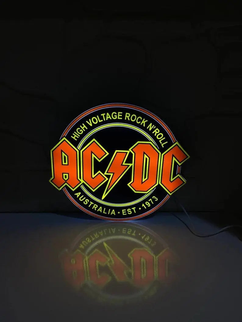 AC/DC High Voltage Rock N' Roll  3D Printed LED Lightbox Game Lightbox FYLZGO Signs