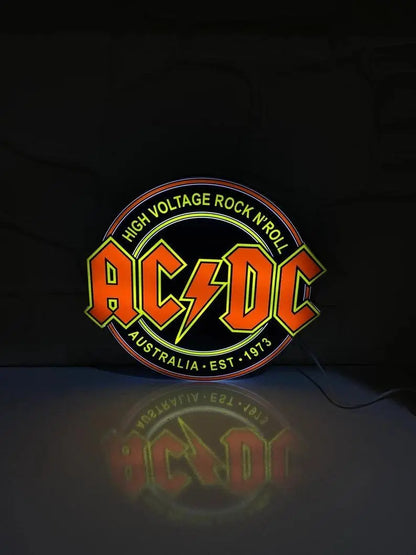 AC/DC High Voltage Rock N' Roll  3D Printed LED Lightbox Game Lightbox FYLZGO Signs
