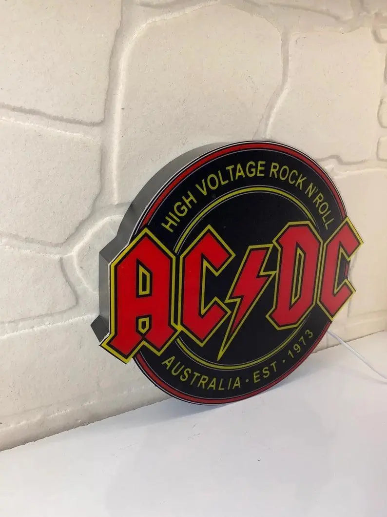AC/DC High Voltage Rock N' Roll  3D Printed LED Lightbox Game Lightbox FYLZGO Signs