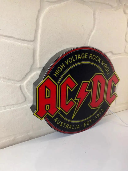AC/DC High Voltage Rock N' Roll  3D Printed LED Lightbox Game Lightbox FYLZGO Signs