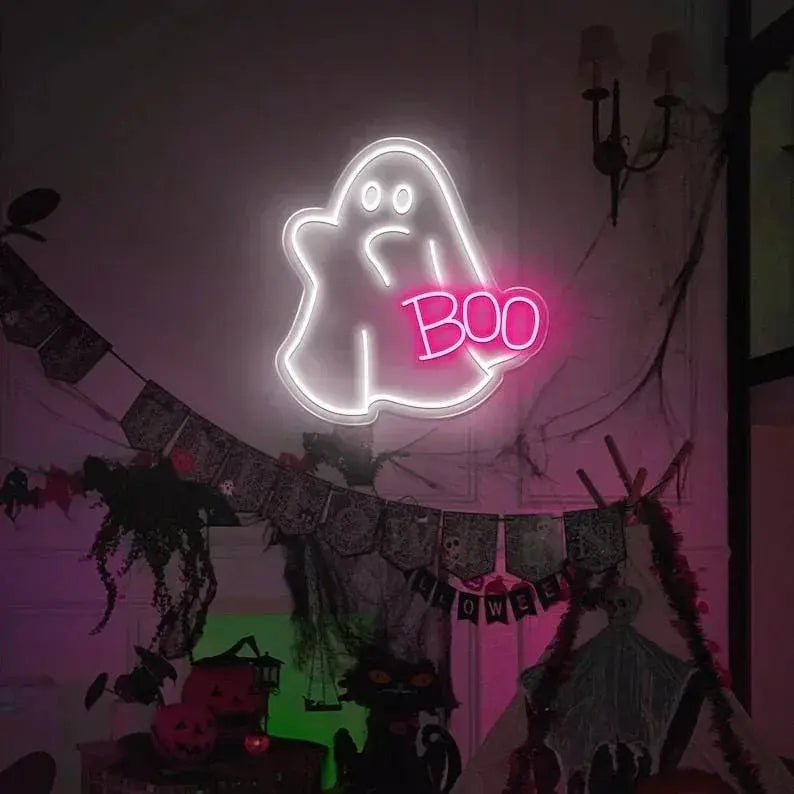 Ghost Boo Neon Sign, Boo Led Sign, Ghost Led Light, Halloween Ghost Sign, Halloween Party Led Sign, Halloween Decor Bedroom, Gift For Kids FYLZGO Signs