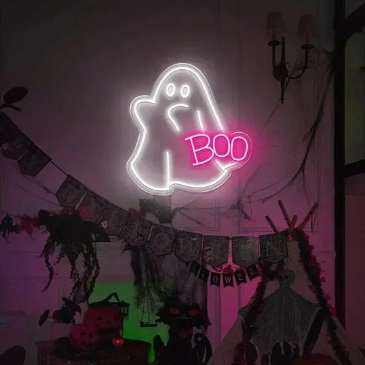 Ghost Boo Neon Sign, Boo Led Sign, Ghost Led Light, Halloween Ghost Sign, Halloween Party Led Sign, Halloween Decor Bedroom, Gift For Kids FYLZGO Signs