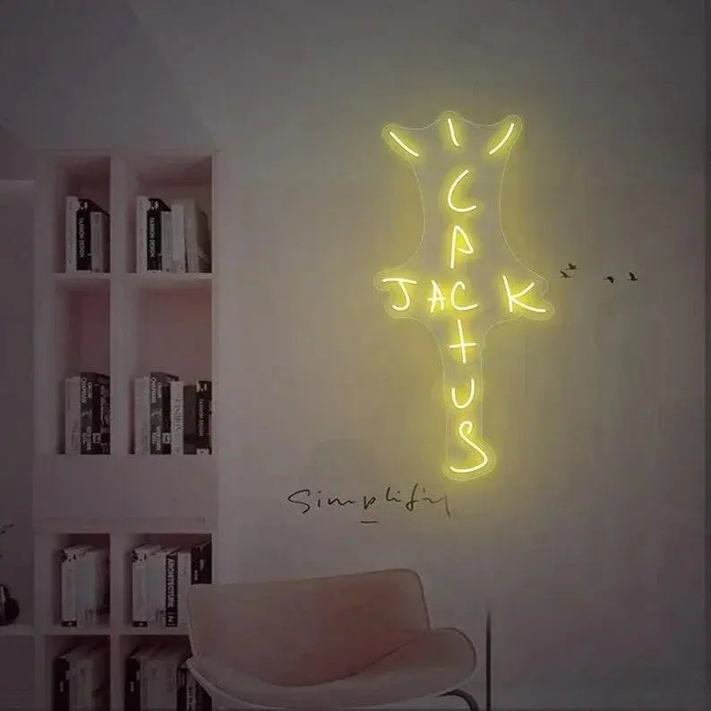 CACTUS JACK Neon Sign, Neon Light Sign for Pub Bar Wall Decoration, Rap Talking West coast Bedroom Wall Decor, Bar Hip-Hop Pub Party Decor FYLZGO Signs