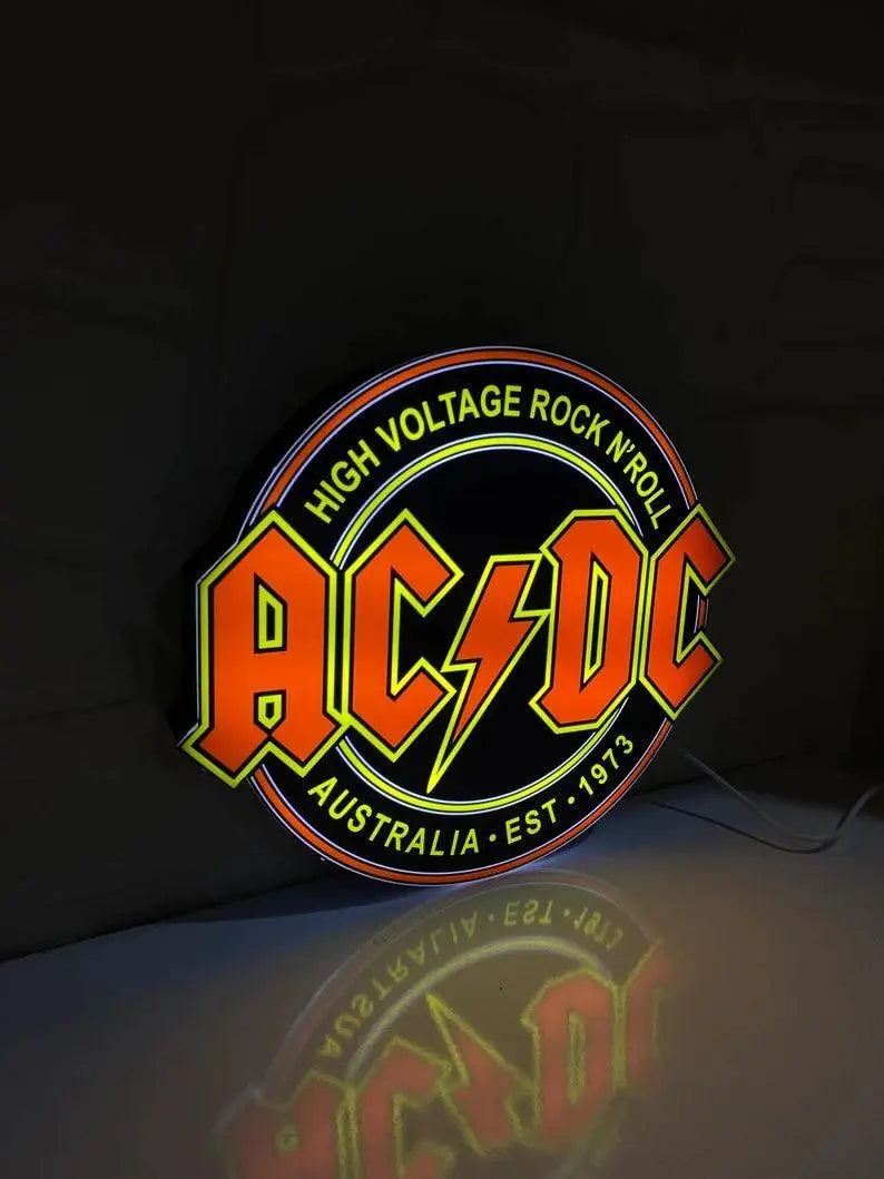 AC/DC High Voltage Rock N' Roll  3D Printed LED Lightbox Game Lightbox FYLZGO Signs