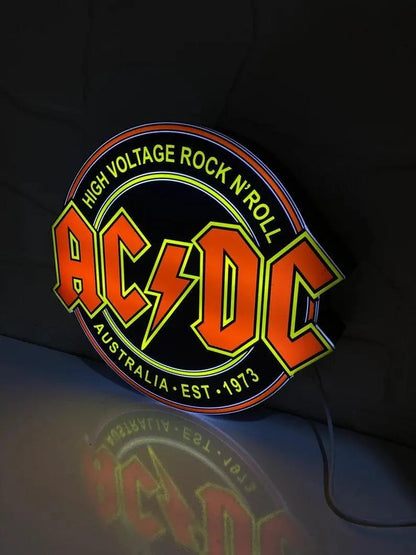 AC/DC High Voltage Rock N' Roll  3D Printed LED Lightbox Game Lightbox FYLZGO Signs